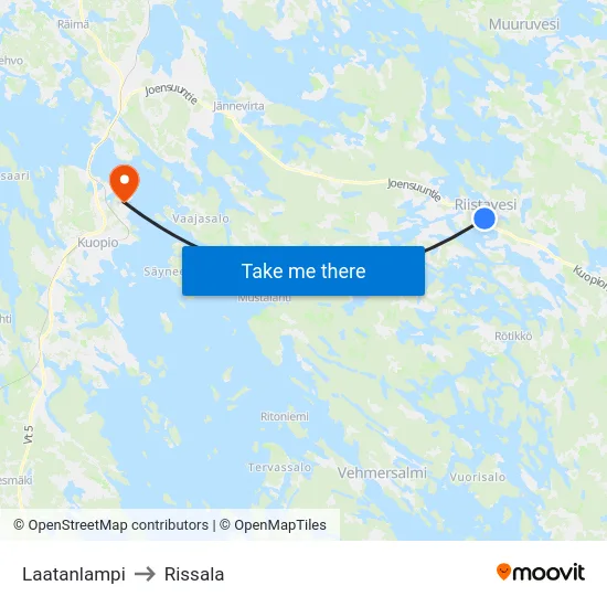 Laatanlampi to Rissala map
