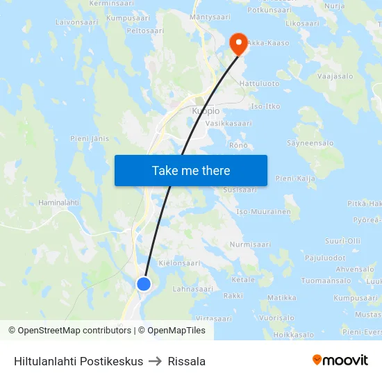 Hiltulanlahti Postikeskus to Rissala map