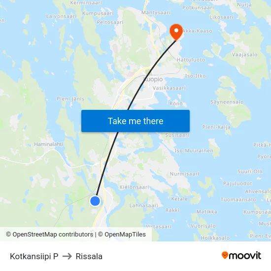 Kotkansiipi P to Rissala map