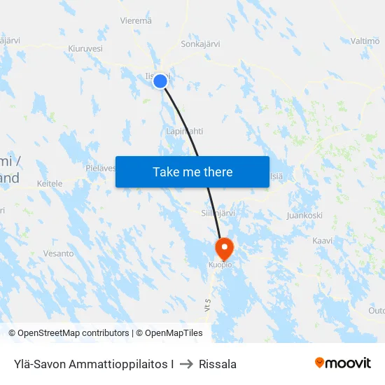 Ylä-Savon Ammattioppilaitos I to Rissala map