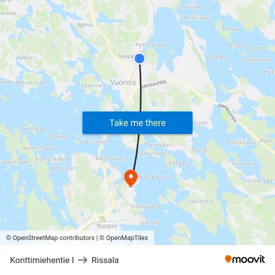 Konttimiehentie I to Rissala map