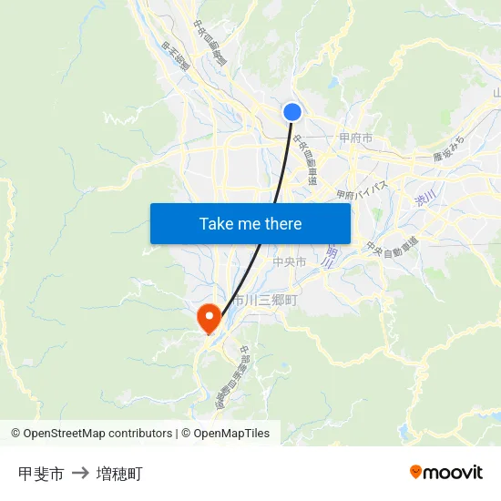 甲斐市 to 増穂町 map