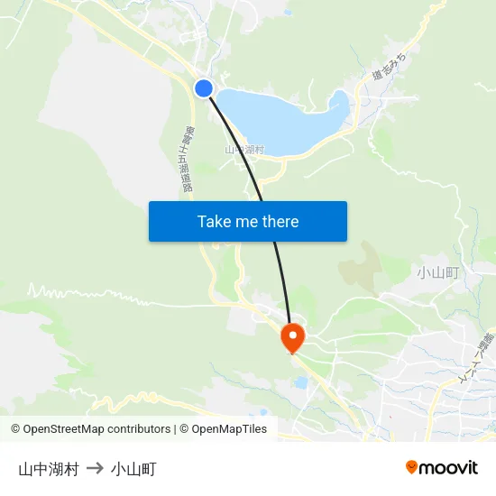 山中湖村 to 小山町 map