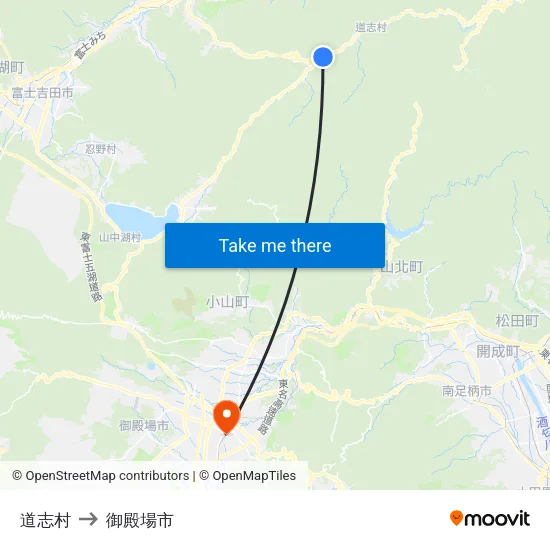 道志村 to 御殿場市 map