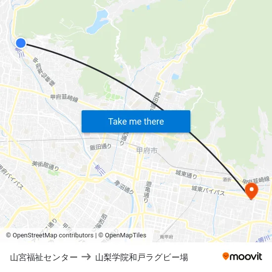 山宮福祉センター to 山梨学院和戸ラグビー場 map