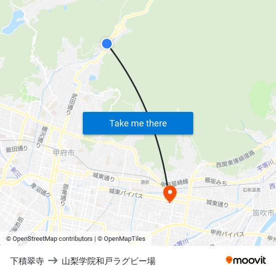 下積翠寺 to 山梨学院和戸ラグビー場 map