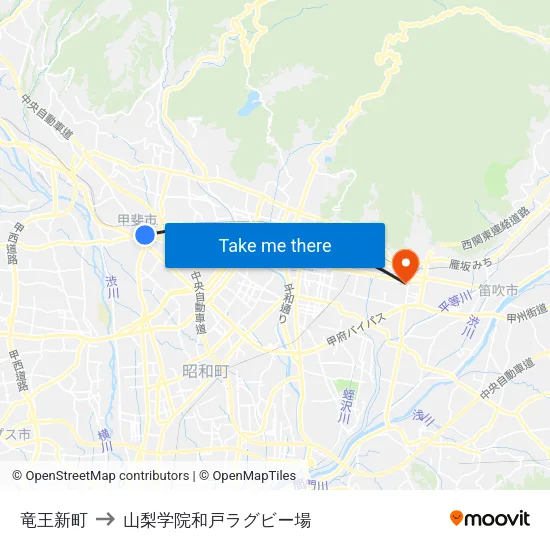 竜王新町 to 山梨学院和戸ラグビー場 map