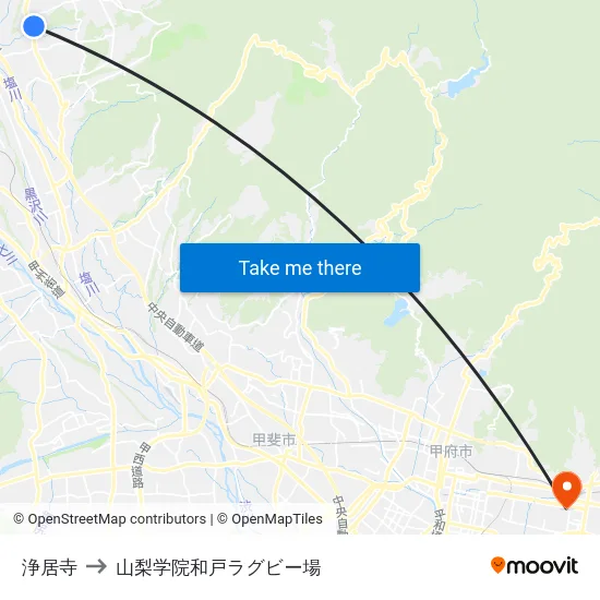 浄居寺 to 山梨学院和戸ラグビー場 map