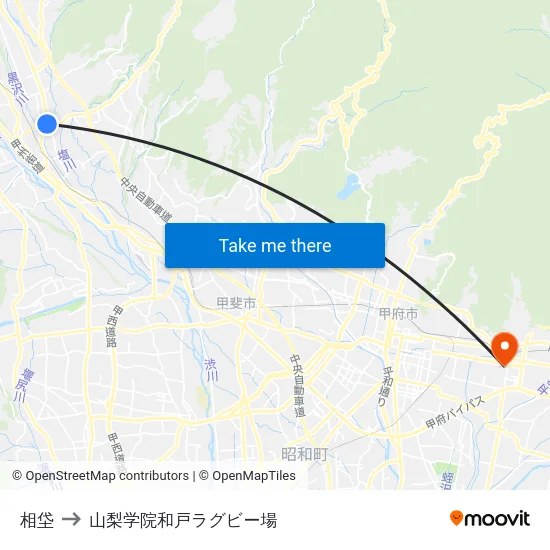 相垈 to 山梨学院和戸ラグビー場 map
