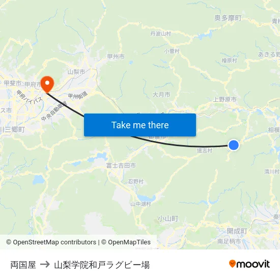 両国屋 to 山梨学院和戸ラグビー場 map