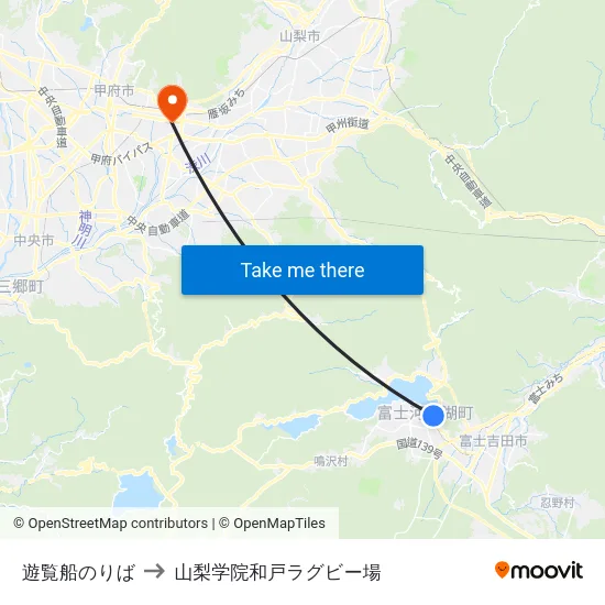 遊覧船のりば to 山梨学院和戸ラグビー場 map