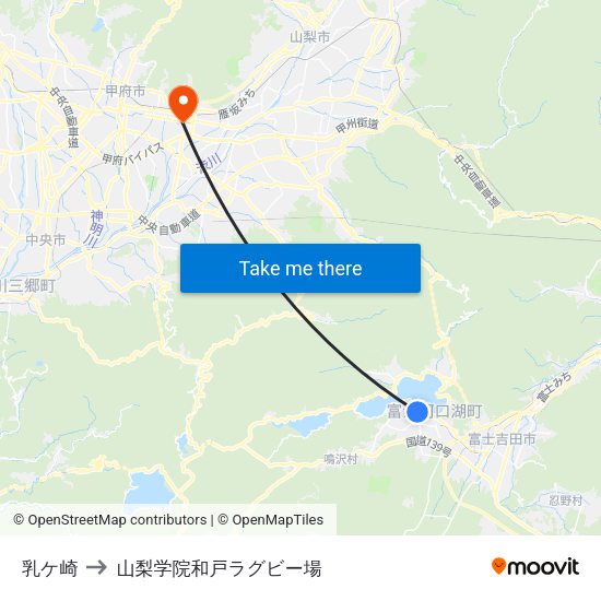 乳ケ崎 to 山梨学院和戸ラグビー場 map