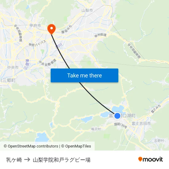 乳ケ崎 to 山梨学院和戸ラグビー場 map