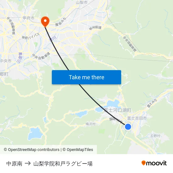 中原南 to 山梨学院和戸ラグビー場 map