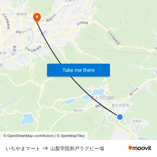いちやまマート to 山梨学院和戸ラグビー場 map