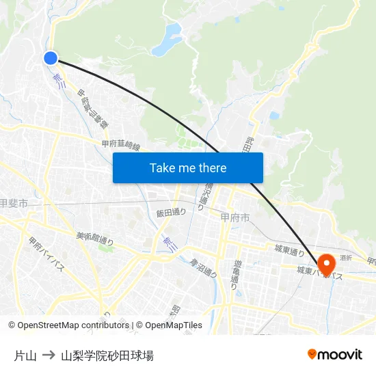片山 to 山梨学院砂田球場 map