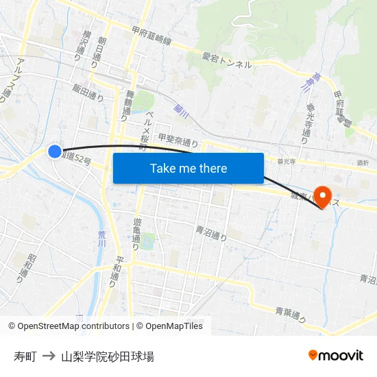寿町 to 山梨学院砂田球場 map