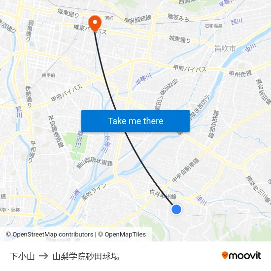 下小山 to 山梨学院砂田球場 map