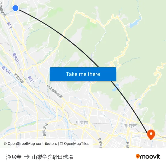 浄居寺 to 山梨学院砂田球場 map