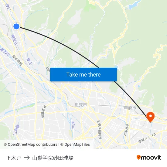 下木戸 to 山梨学院砂田球場 map