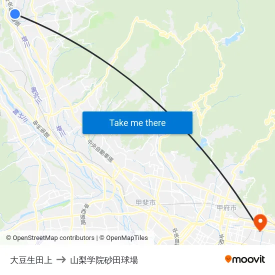 大豆生田上 to 山梨学院砂田球場 map