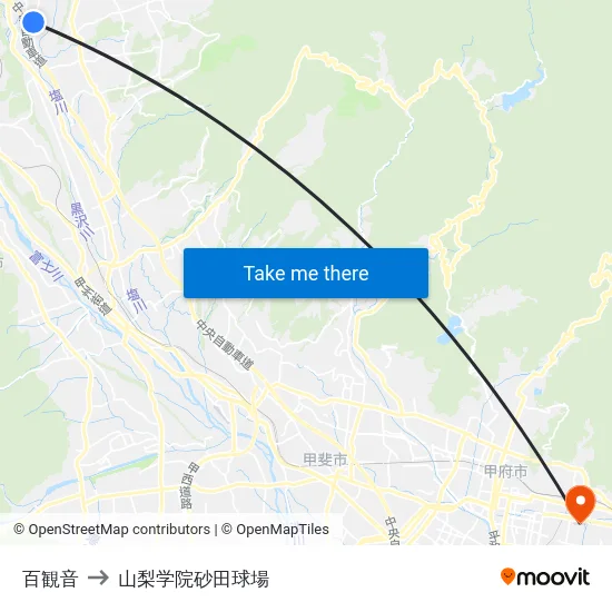 百観音 to 山梨学院砂田球場 map