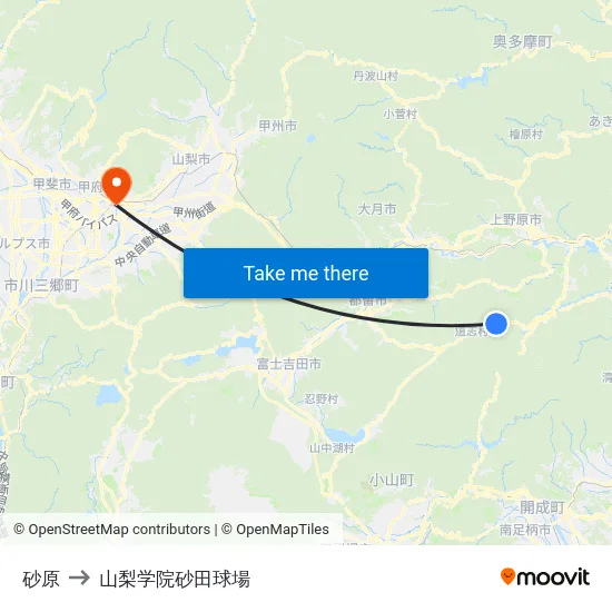 砂原 to 山梨学院砂田球場 map
