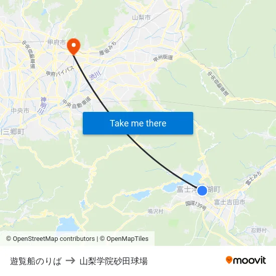 遊覧船のりば to 山梨学院砂田球場 map