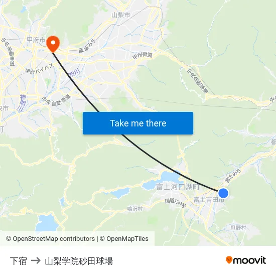 下宿 to 山梨学院砂田球場 map
