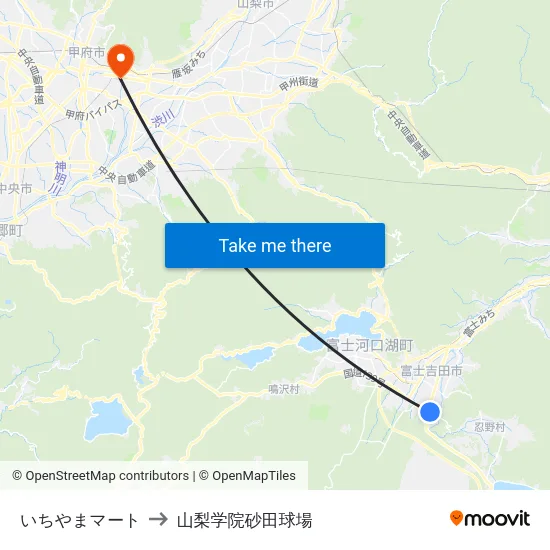 いちやまマート to 山梨学院砂田球場 map