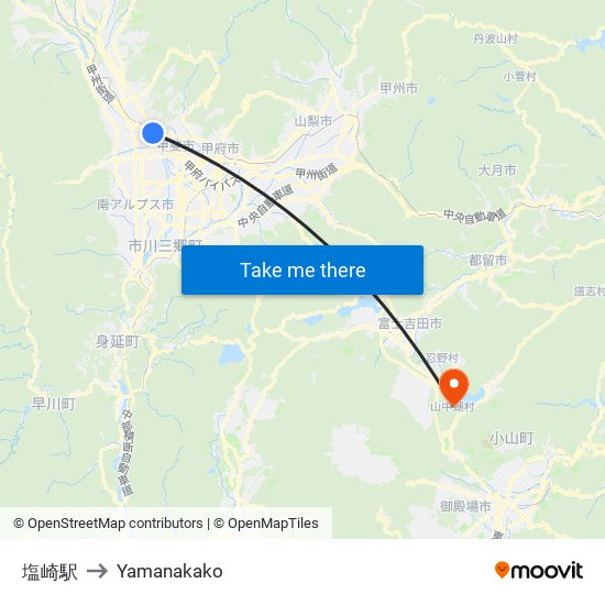 塩崎駅 to Yamanakako map