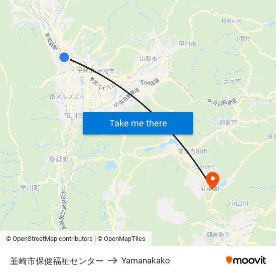 韮崎市保健福祉センター to Yamanakako map