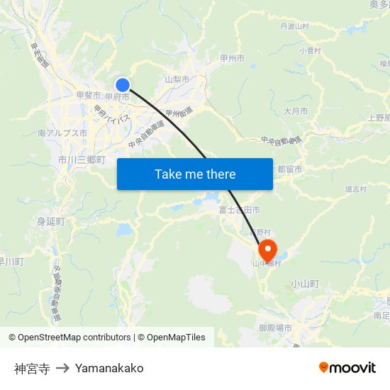 神宮寺 to Yamanakako map
