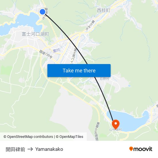 開田碑前 to Yamanakako map