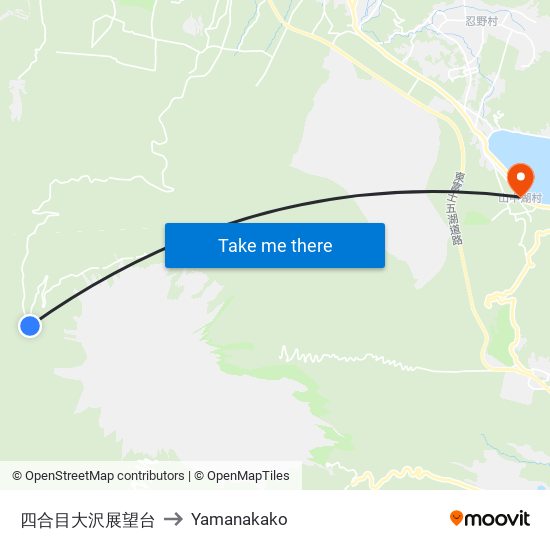 四合目大沢展望台 to Yamanakako map