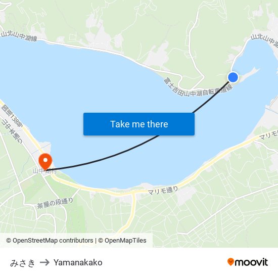 みさき to Yamanakako map