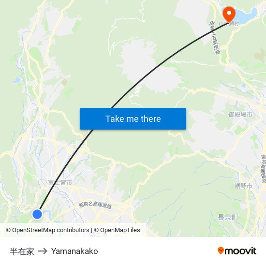 半在家 to Yamanakako map