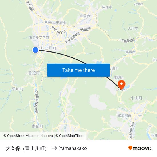 大久保（富士川町） to Yamanakako map