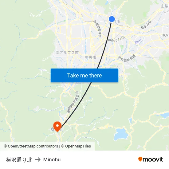Yokosawa Street North to Minobu map