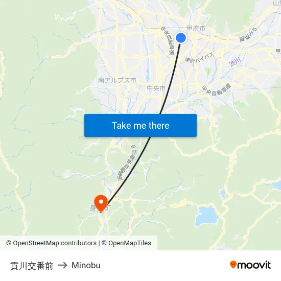 Mitsukawakoban Front to Minobu map