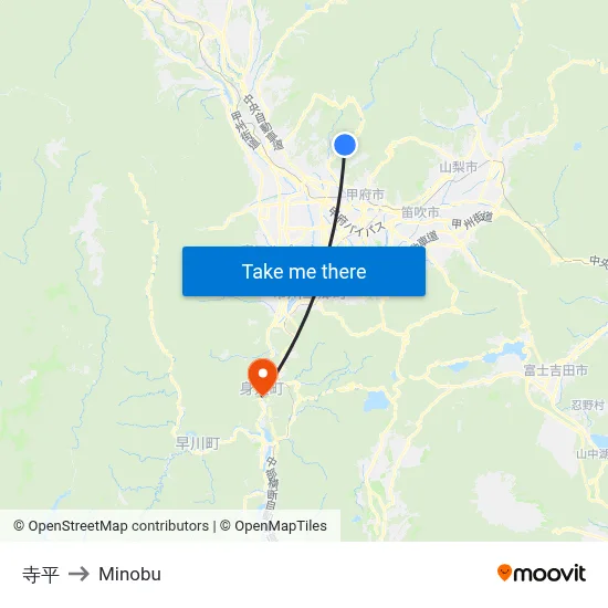 Teradaira to Minobu map