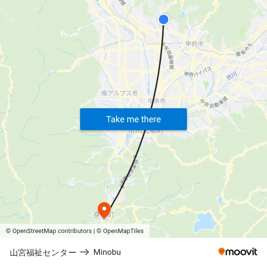 Yamamiya Welfare Center to Minobu map