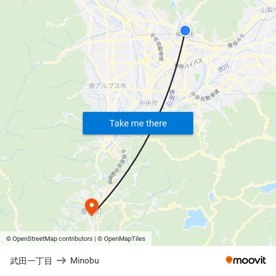 武田一丁目 to Minobu map