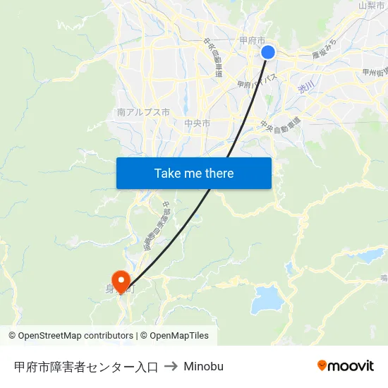 Kofu City Disability Center Entrance to Minobu map