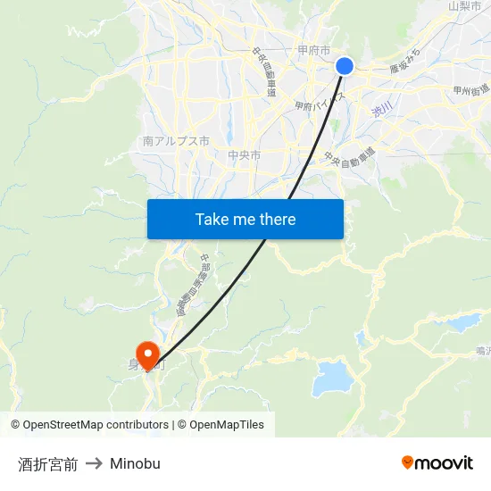 Sakaori Shrine Front to Minobu map