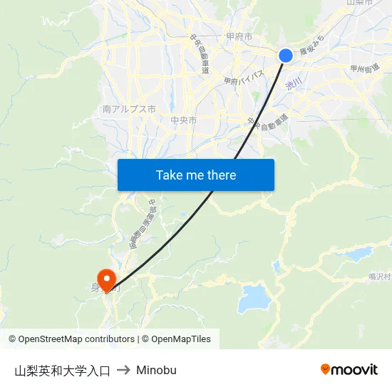 Yamanashi Eiwa University Entrance to Minobu map