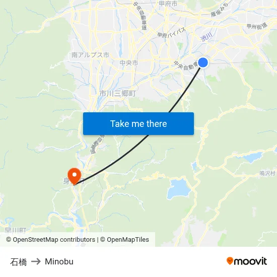 Stone Bridge to Minobu map