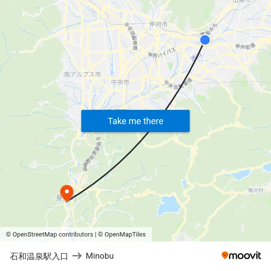 Isawa Onsen Station Entrance to Minobu map