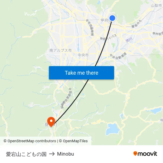 Atago Mountain Children's Park to Minobu map