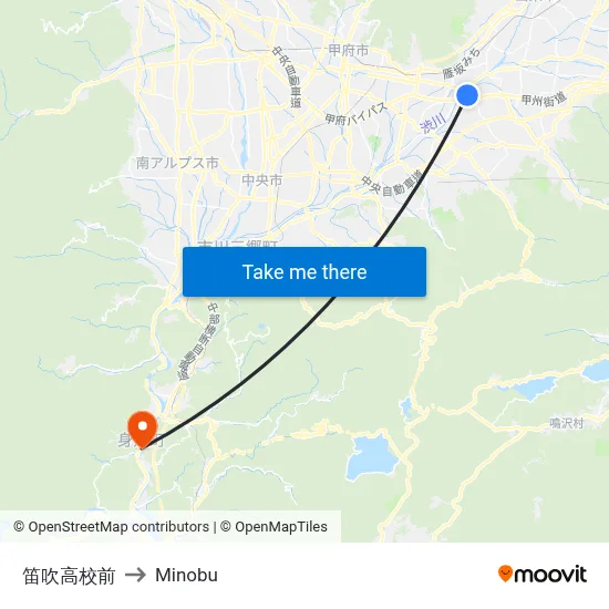 Fuefuki High School Front to Minobu map